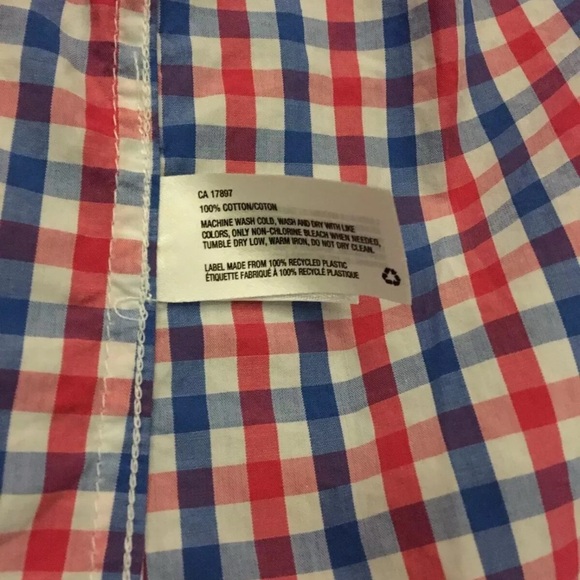 GAP Lived-in Long Sleeve Shirt Red Blue Plaid Checkered Front Button Mens Size M - Picture 5 of 7